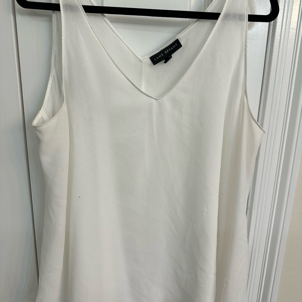 Lane Bryant White Chiffon Swing Tank Top